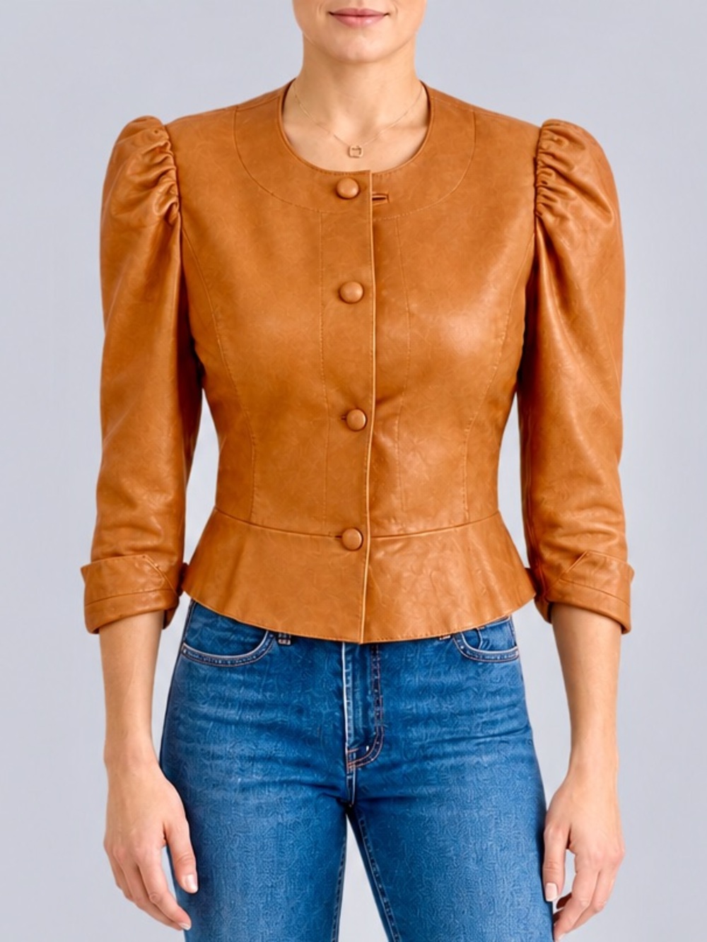 NWT Tory Burch Cognac Leather Peplum Jacket – Size 2